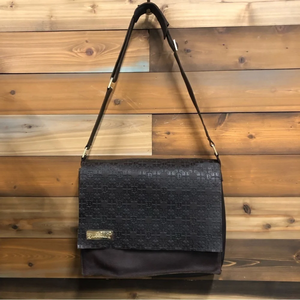 DUSSAULT brown leather Limited Edition Gene Simmons messenger bag